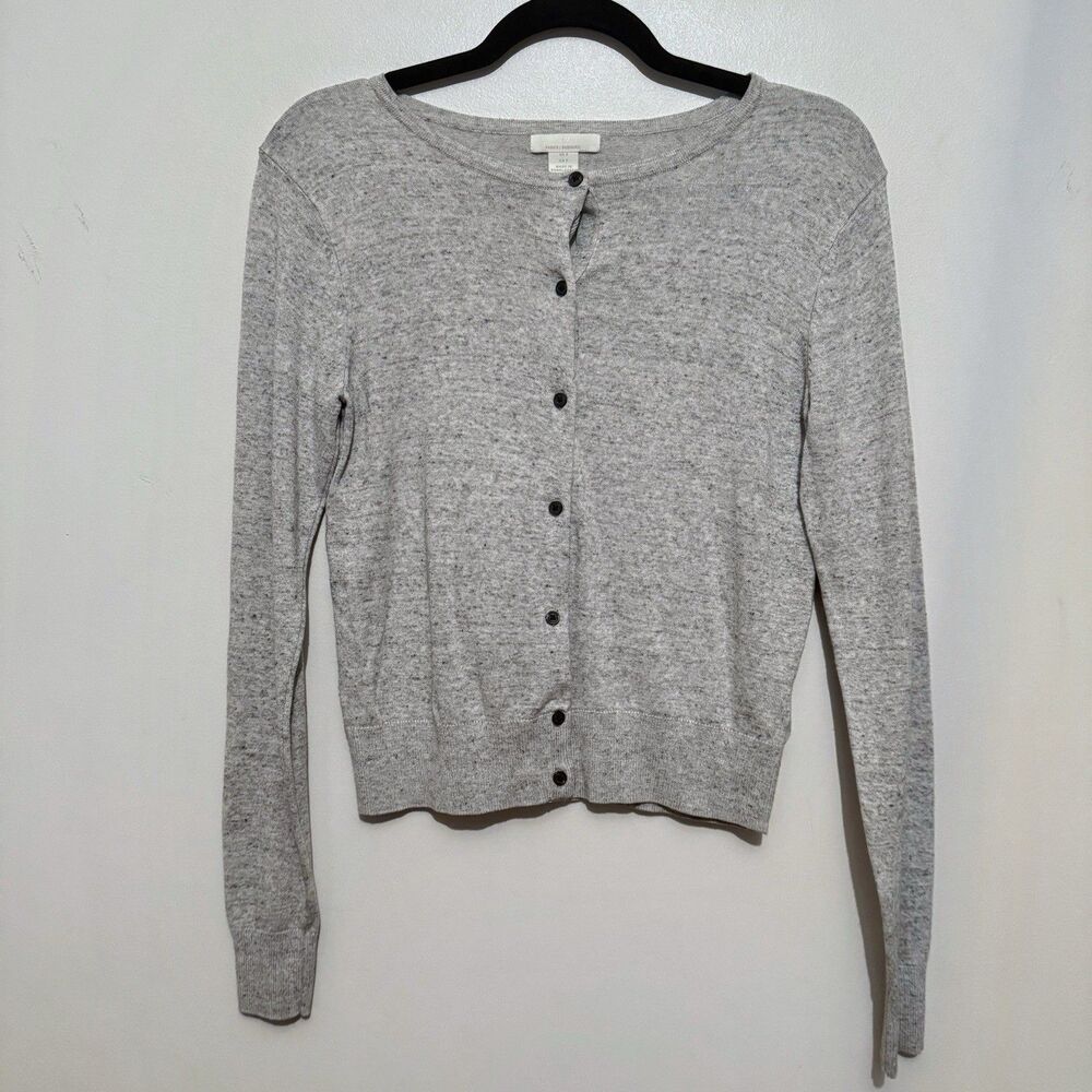 H&M Women’s Small Heather Gray Classic Cardigan Sweater Preppy Coastal Academic